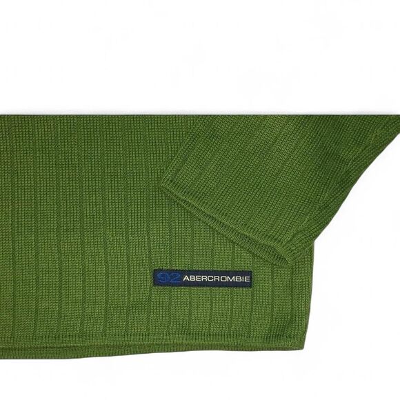 90’s Y2K Abercrombie & Fitch Ribbed Moss Green & Navy Blue Striped Sweater. - Picture 5 of 8